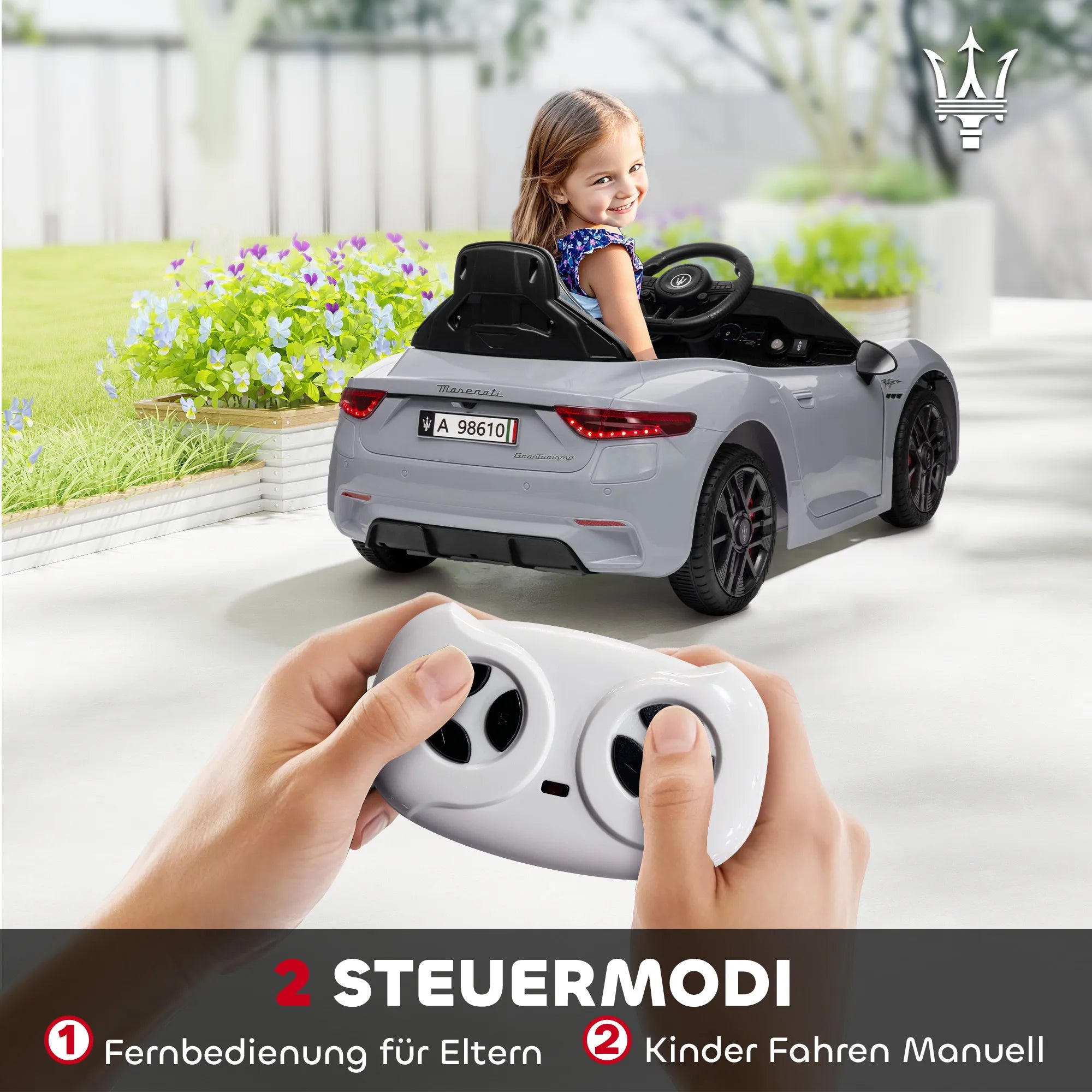 Vaikiškas elektromobilis Maserati Gran Turismo, 3–5 metų vaikams, pilkas