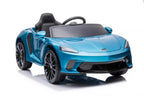 Mėlynas vaikiškas elektromobilis McLaren GT, vaizdas iš priekio įstrižai