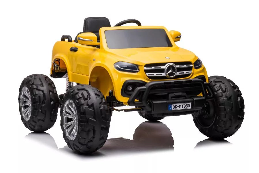 Vaikiškas elektromobilis Mercedes, 2 × 12 V, 4 × 45 W, geltonas