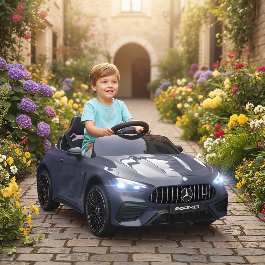 Vaikiškas elektromobilis Mercedes 3–6 metų vaikams, pilkos spalvos 12V