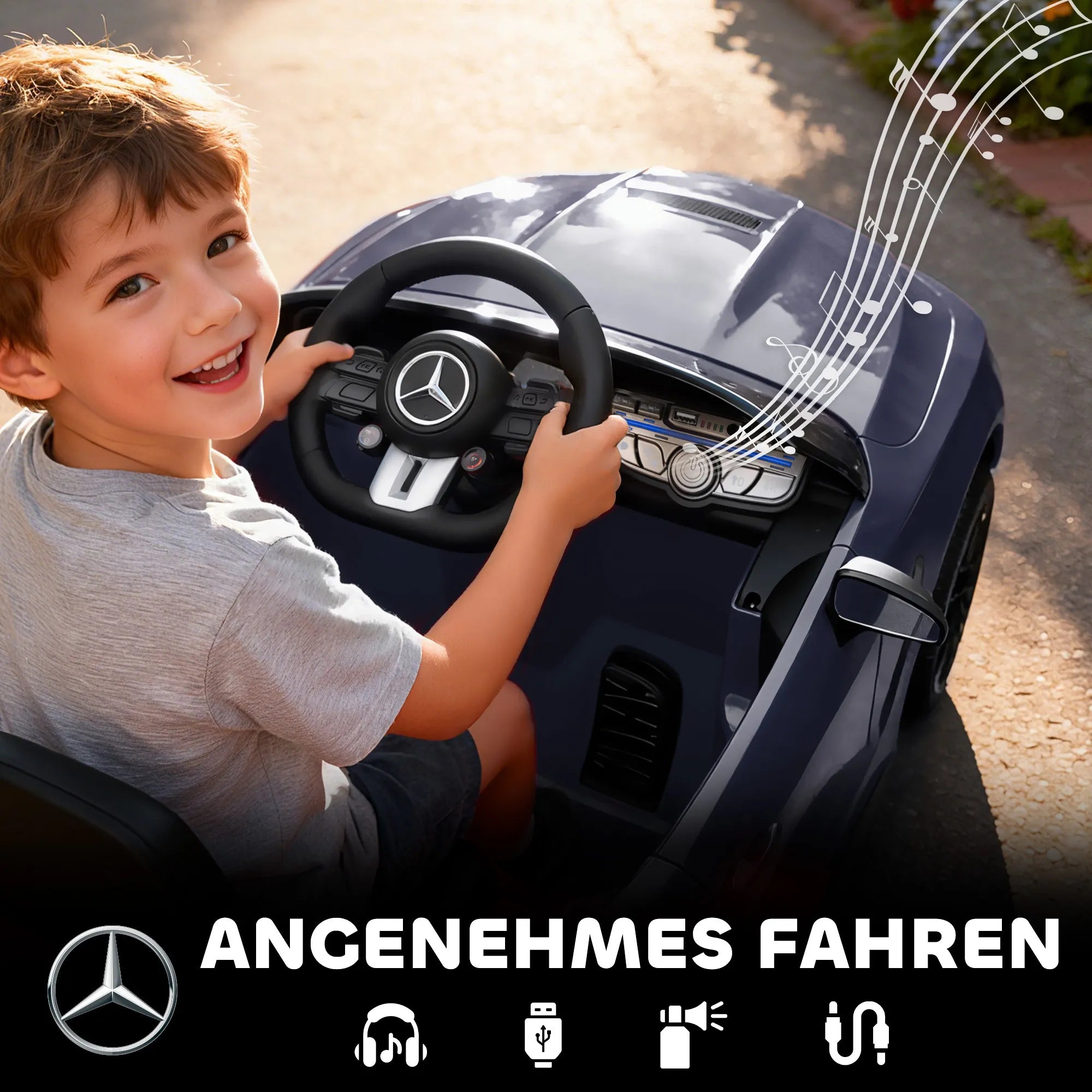 Vaikiškas elektromobilis Mercedes 3–6 metų vaikams, pilkos spalvos 12V