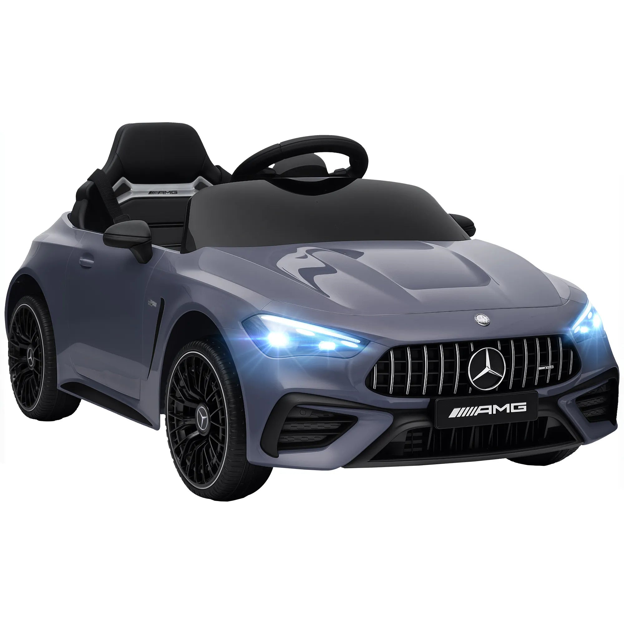 Vaikiškas elektromobilis Mercedes 3–6 metų vaikams, pilkos spalvos 12V