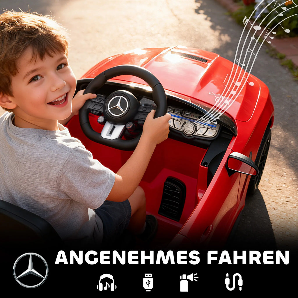 Vaikiškas elektromobilis Mercedes, 3–6 metų vaikams, raudonas 12V