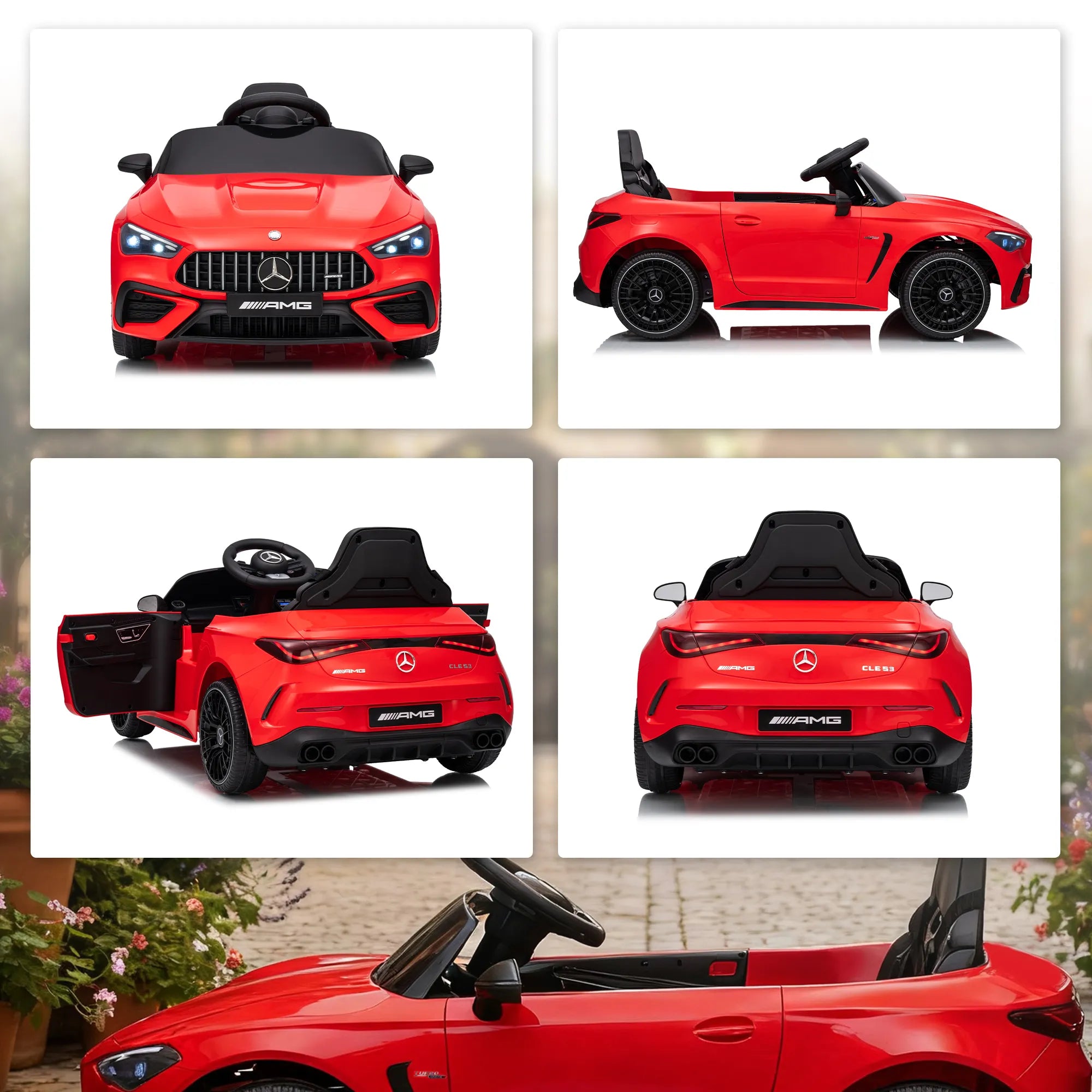 Vaikiškas elektromobilis Mercedes, 3–6 metų vaikams, raudonas 12V