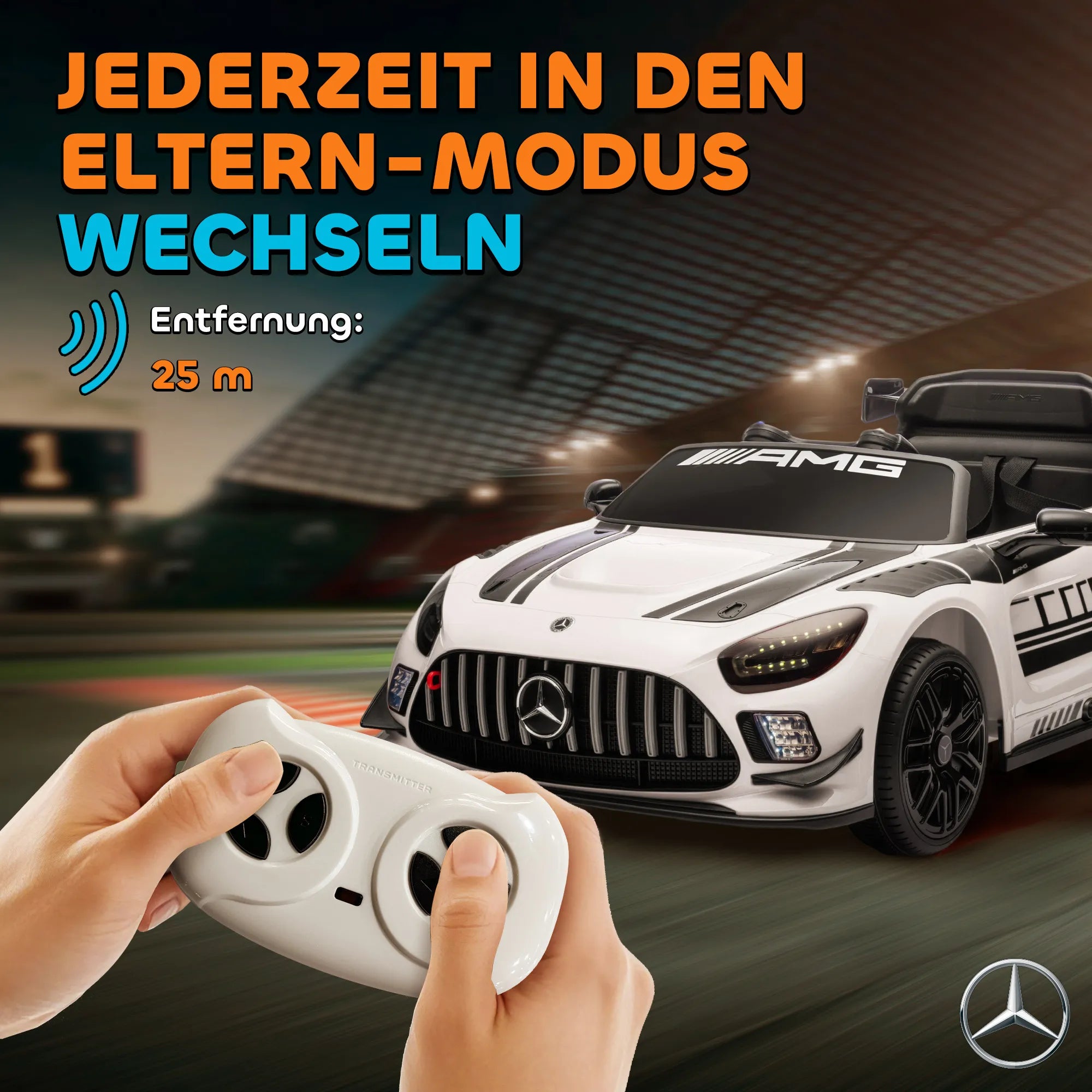 Vaikiškas elektromobilis Mercedes-AMG, 12V, 3–8 metų vaikams, baltas