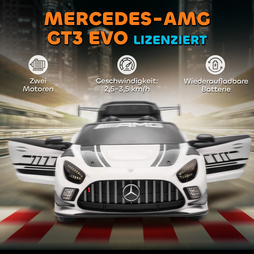 Vaikiškas elektromobilis Mercedes-AMG, 12V, 3–8 metų vaikams, baltas