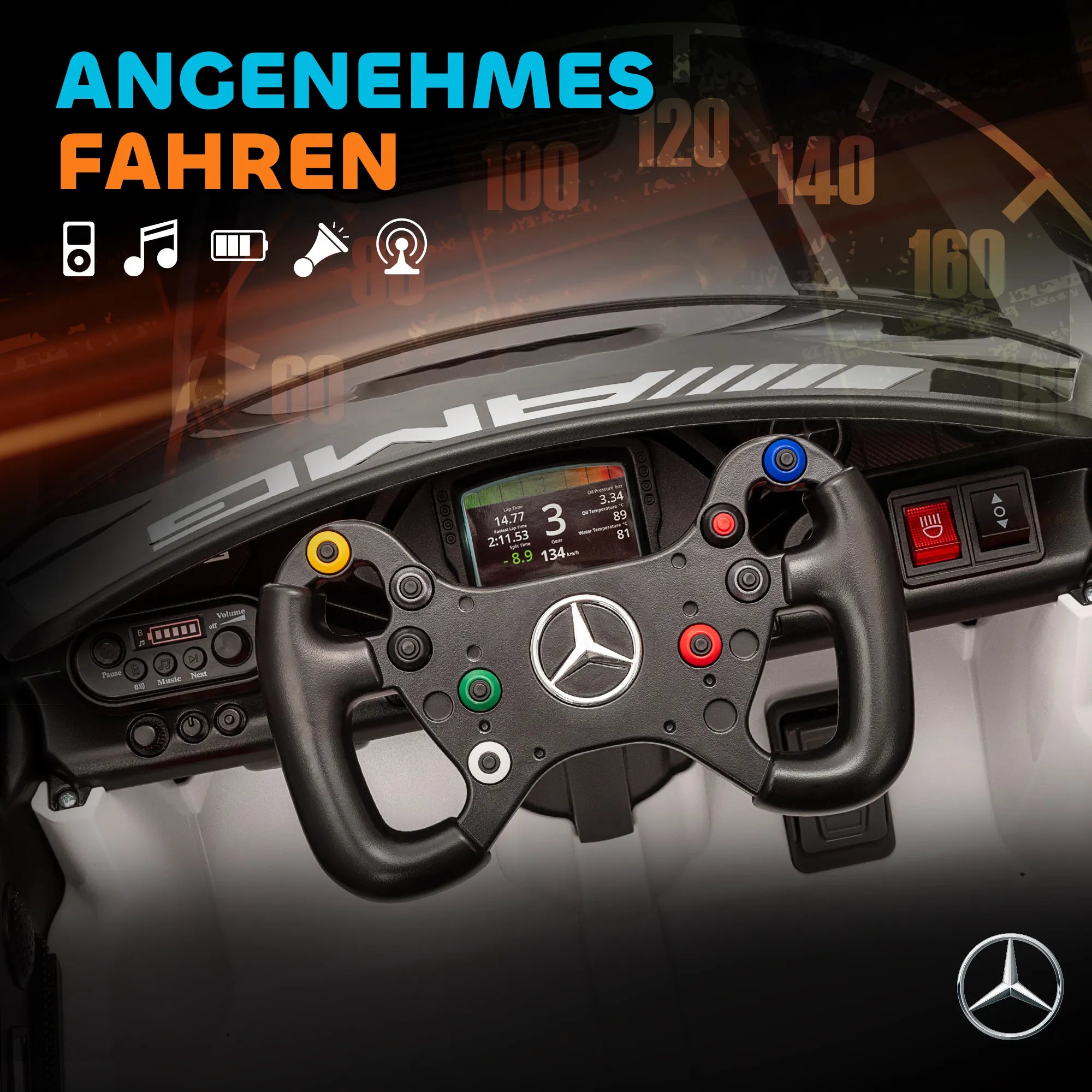 Vaikiškas elektromobilis Mercedes-AMG, 12V, 3–8 metų vaikams, baltas