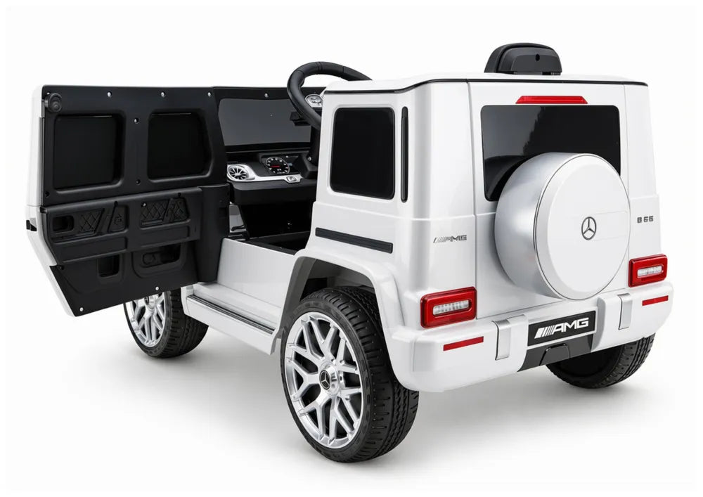 Vaikiškas elektromobilis Mercedes-AMG G63, 12 V, 2 greičiai, baltas