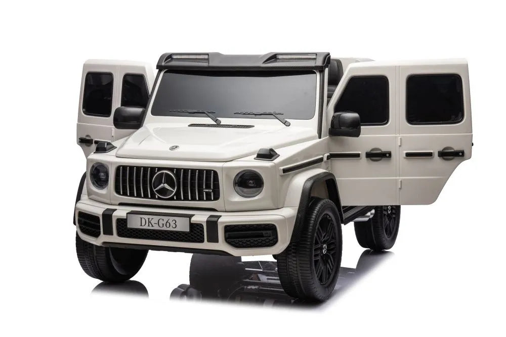 Vaikiškas elektromobilis Mercedes-AMG G63, 24 V, 4x200W, su minkšta sėdyne ir EVA ratais, baltas