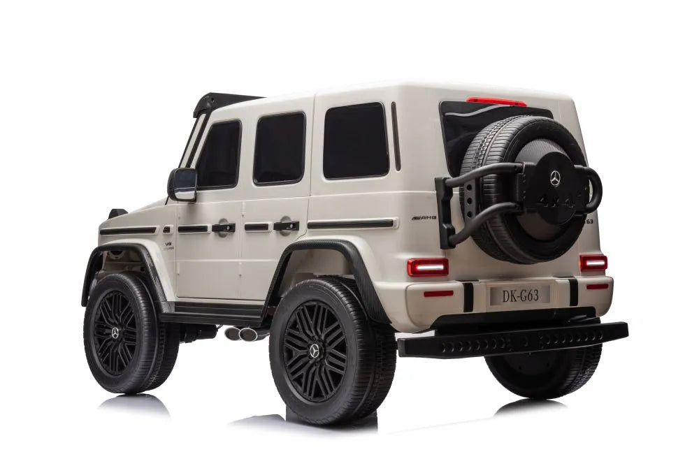 Vaikiškas elektromobilis Mercedes-AMG G63, 24 V, 4x200W, su minkšta sėdyne ir EVA ratais, baltas