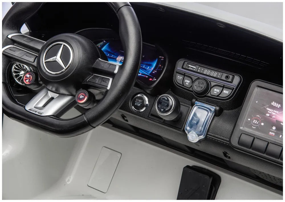 Vaikiškas elektromobilis Mercedes-AMG GT63, 24 V, 2 sėdimos vietos, baltas