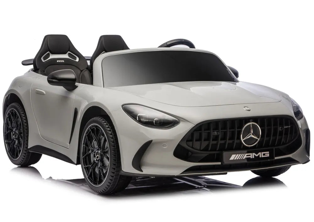 Vaikiškas elektromobilis Mercedes-AMG GT63, 24 V, 4x200W, su odine sėdyne ir EVA ratais, šviesiai pilkas