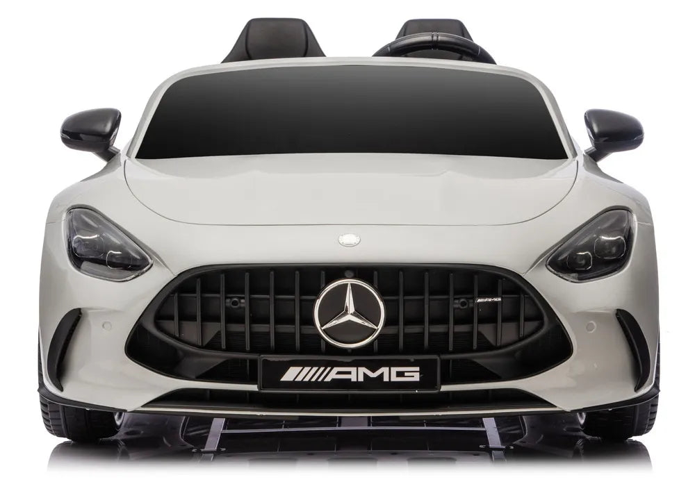Vaikiškas elektromobilis Mercedes-AMG GT63, 24 V, 4x200W, su odine sėdyne ir EVA ratais, šviesiai pilkas