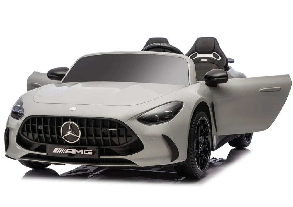 Vaikiškas elektromobilis Mercedes-AMG GT63, 24 V, 4x200W, su odine sėdyne ir EVA ratais, šviesiai pilkas