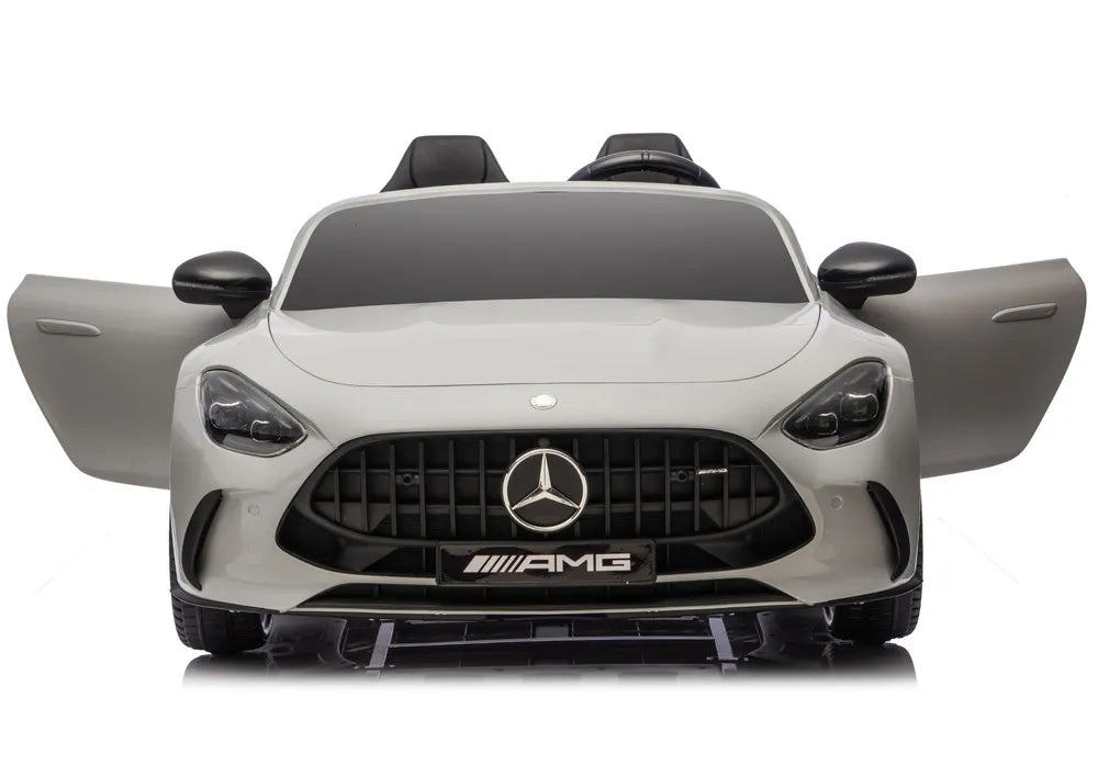 Vaikiškas elektromobilis Mercedes-AMG GT63, 24 V, 4x200W, su odine sėdyne ir EVA ratais, šviesiai pilkas