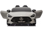 Vaikiškas elektromobilis Mercedes-AMG GT63, 24 V, 4x200W, su odine sėdyne ir EVA ratais, šviesiai pilkas