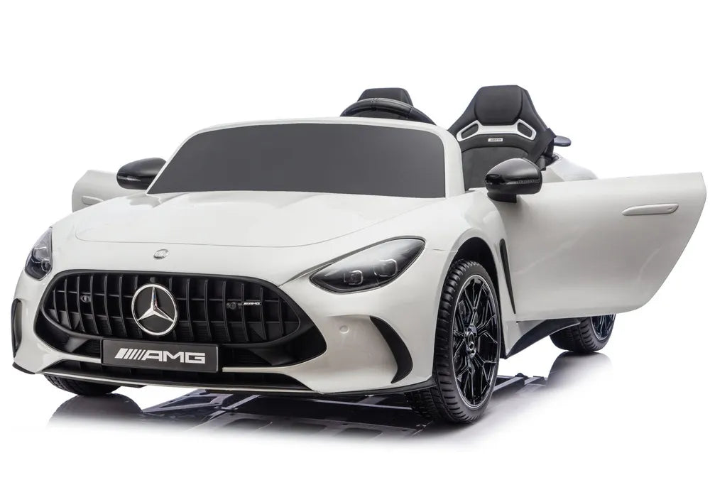 Vaikiškas elektromobilis Mercedes-AMG GT63, 24 V, odinė sėdynė, EVA ratai, baltas