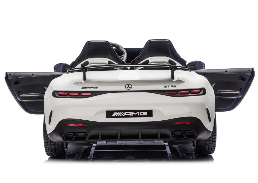 Vaikiškas elektromobilis Mercedes-AMG GT63, 24 V, odinė sėdynė, EVA ratai, baltas
