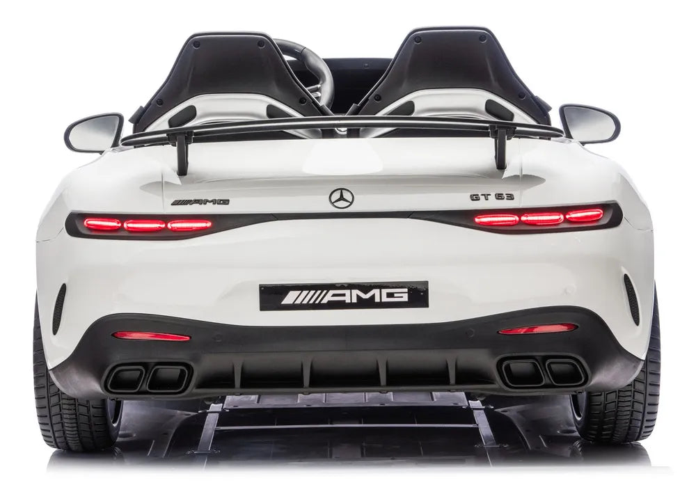 Vaikiškas elektromobilis Mercedes-AMG GT63, 24 V, odinė sėdynė, EVA ratai, baltas