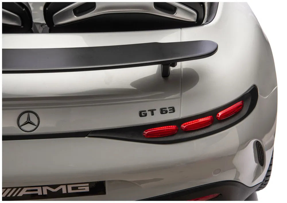 Vaikiškas elektromobilis Mercedes-AMG GT63, 24 V, su eko-odos sėdynėmis, pilkas