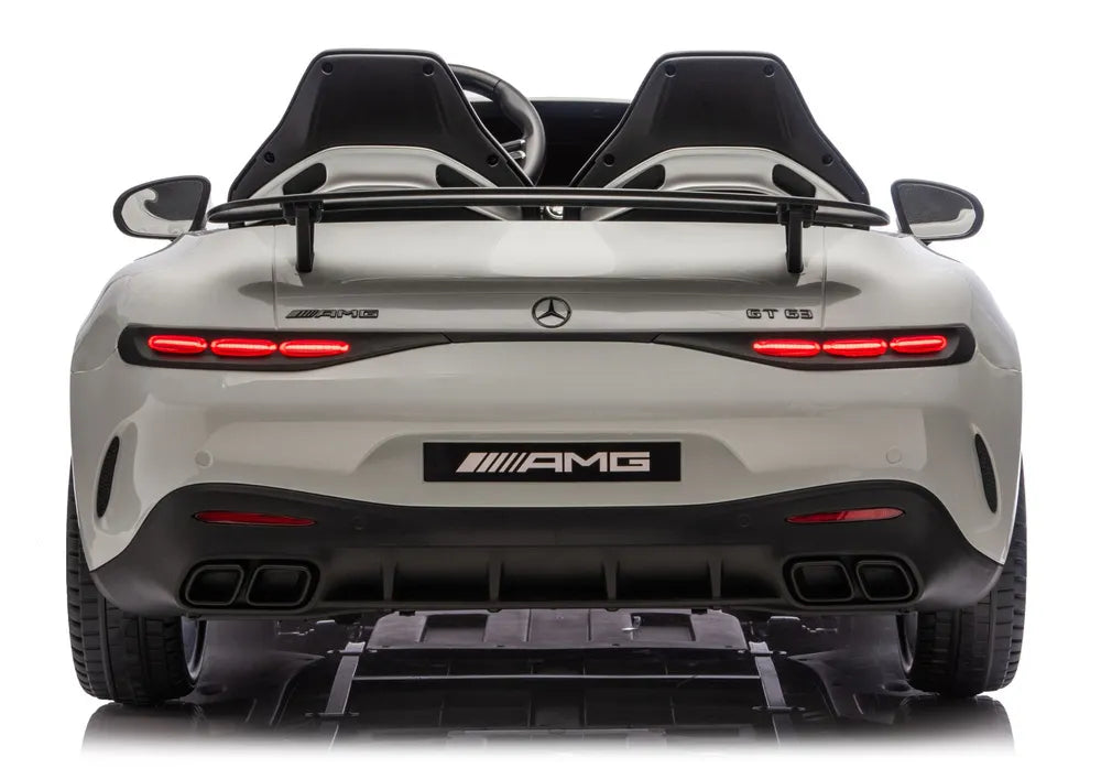 Vaikiškas elektromobilis Mercedes-AMG GT63, 24 V, su eko-odos sėdynėmis, pilkas