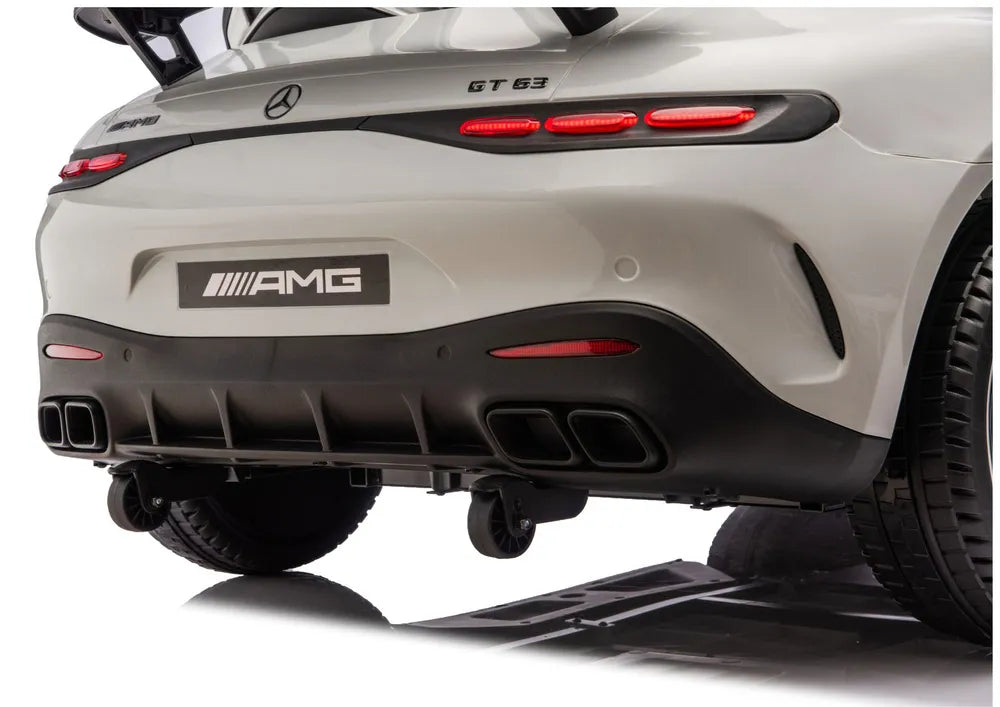 Vaikiškas elektromobilis Mercedes-AMG GT63, 24 V, su eko-odos sėdynėmis, pilkas
