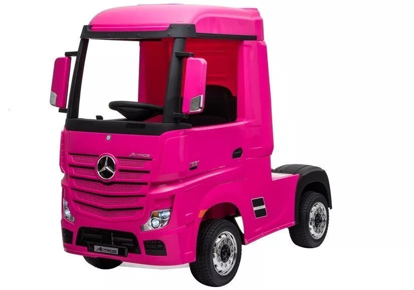 Vaikiškas elektromobilis Mercedes-Benz Actros, 12 V, 4x45W, 30 kg apkrova, rožinis