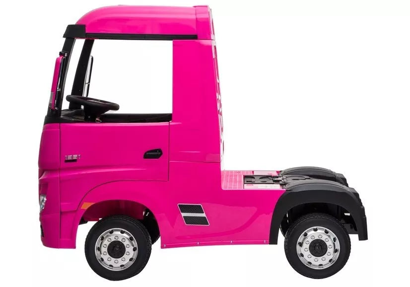Vaikiškas elektromobilis Mercedes-Benz Actros, 12 V, 4x45W, 30 kg apkrova, rožinis