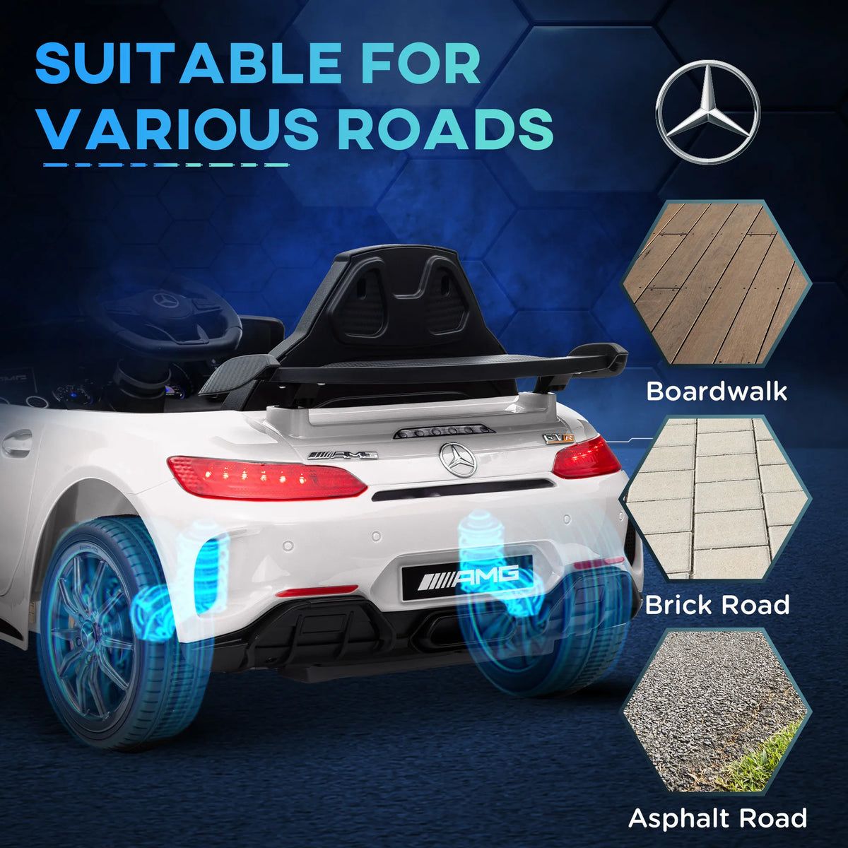 Vaikiškas elektromobilis Mercedes-Benz AMG GTR, 3-6 metų vaikams, baltas