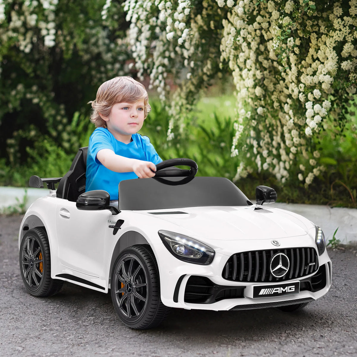 Vaikiškas elektromobilis Mercedes-Benz AMG GTR, 3-6 metų vaikams, baltas