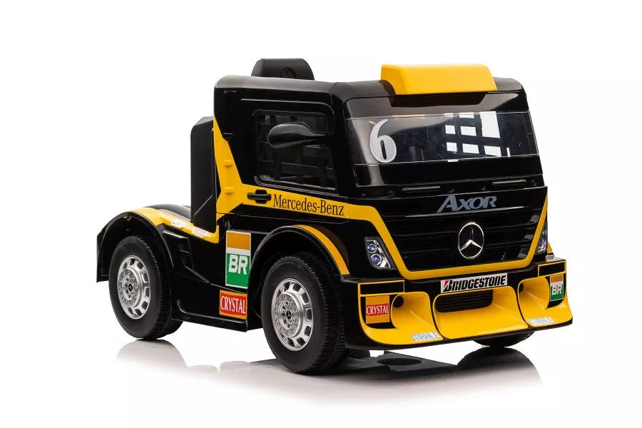 Vaikiškas elektromobilis Mercedes-Benz Axor, 12 V, 2x45W, geltonas
