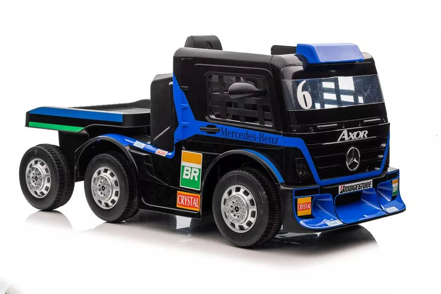 Vaikiškas elektromobilis Mercedes-Benz Axor, 2x12V, 2x45W, su odine sėdyne ir EVA ratais, juodas