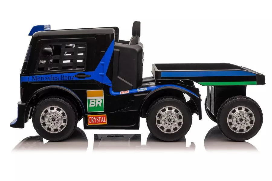 Vaikiškas elektromobilis Mercedes-Benz Axor, 2x12V, 2x45W, su odine sėdyne ir EVA ratais, juodas