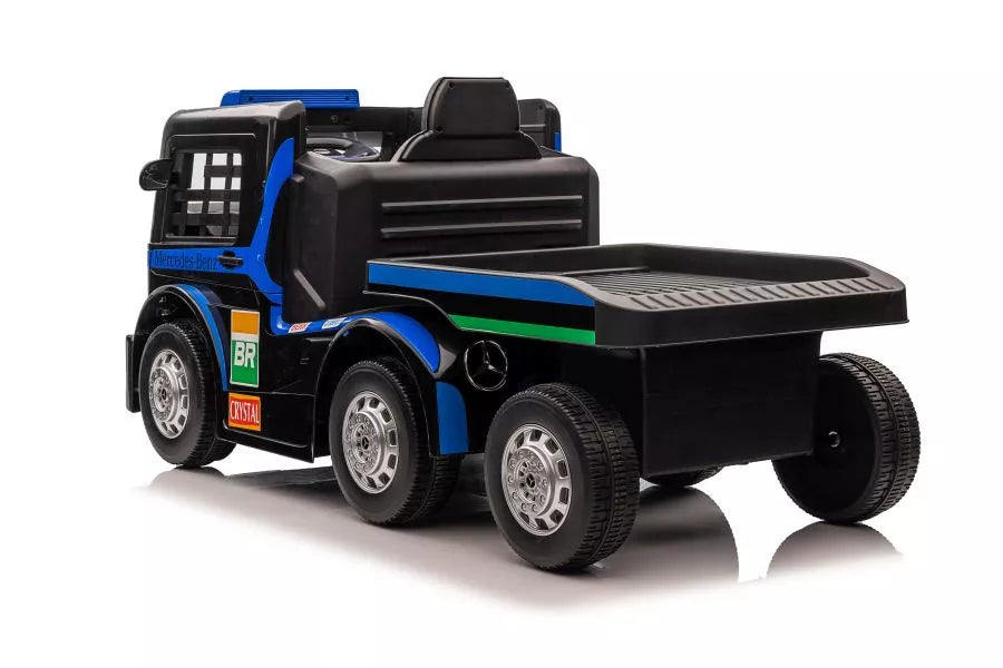 Vaikiškas elektromobilis Mercedes-Benz Axor, 2x12V, 2x45W, su odine sėdyne ir EVA ratais, juodas