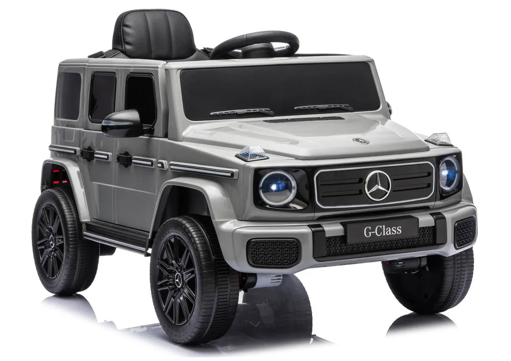 Vaikiškas elektromobilis Mercedes-Benz G, 24 V, su eko odos sėdyne, pilkas
