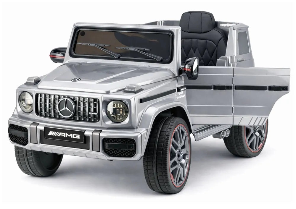 Vaikiškas elektromobilis Mercedes-Benz G 63, 12 V, su nuotolinio valdymo pultu, sidabrinis