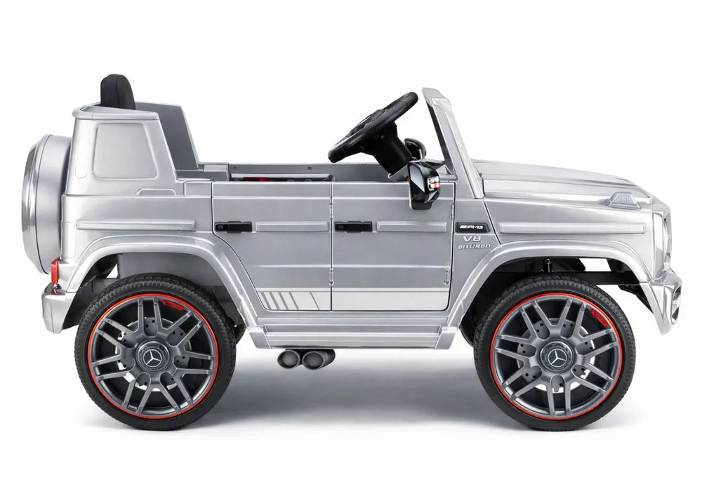 Vaikiškas elektromobilis Mercedes-Benz G 63, 12 V, su nuotolinio valdymo pultu, sidabrinis