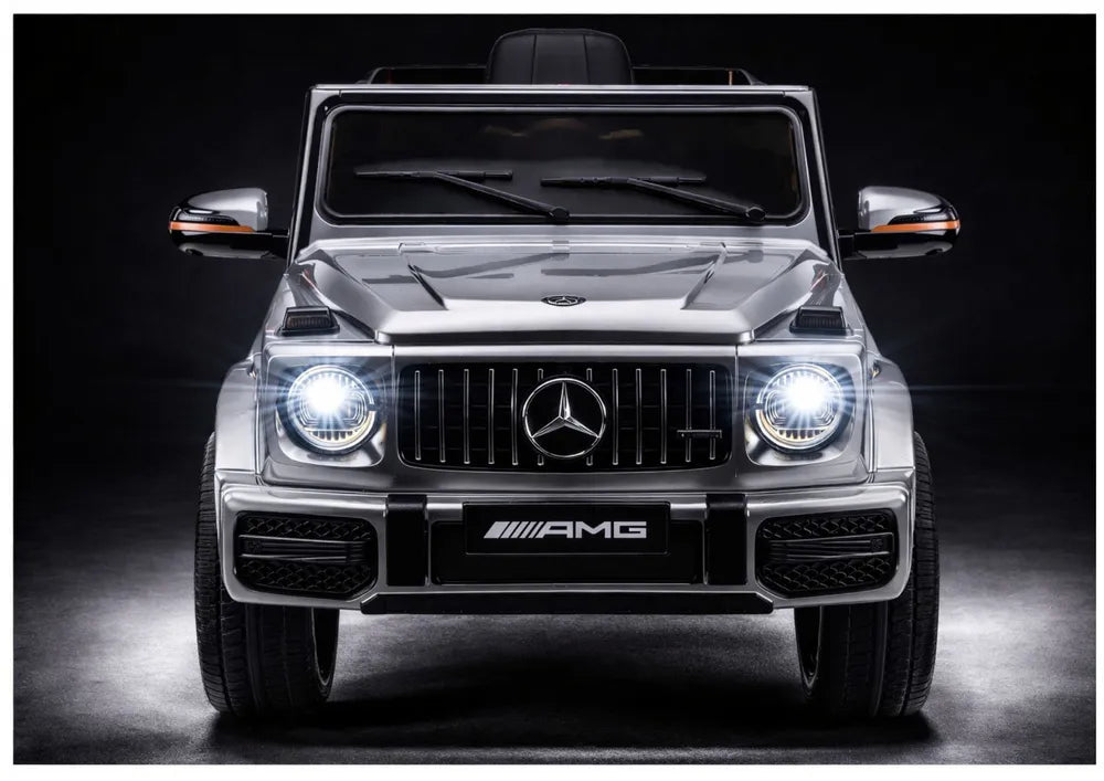 Vaikiškas elektromobilis Mercedes-Benz G 63, 12 V, su nuotolinio valdymo pultu, sidabrinis