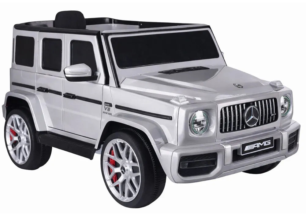 Vaikiškas elektromobilis Mercedes-Benz G63, 12 V, su EVA ratais, sidabrinis
