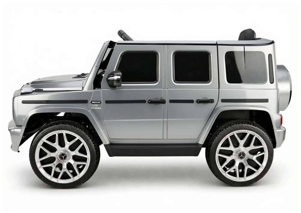 Vaikiškas elektromobilis Mercedes-Benz G63, 12 V, su EVA ratais, sidabrinis