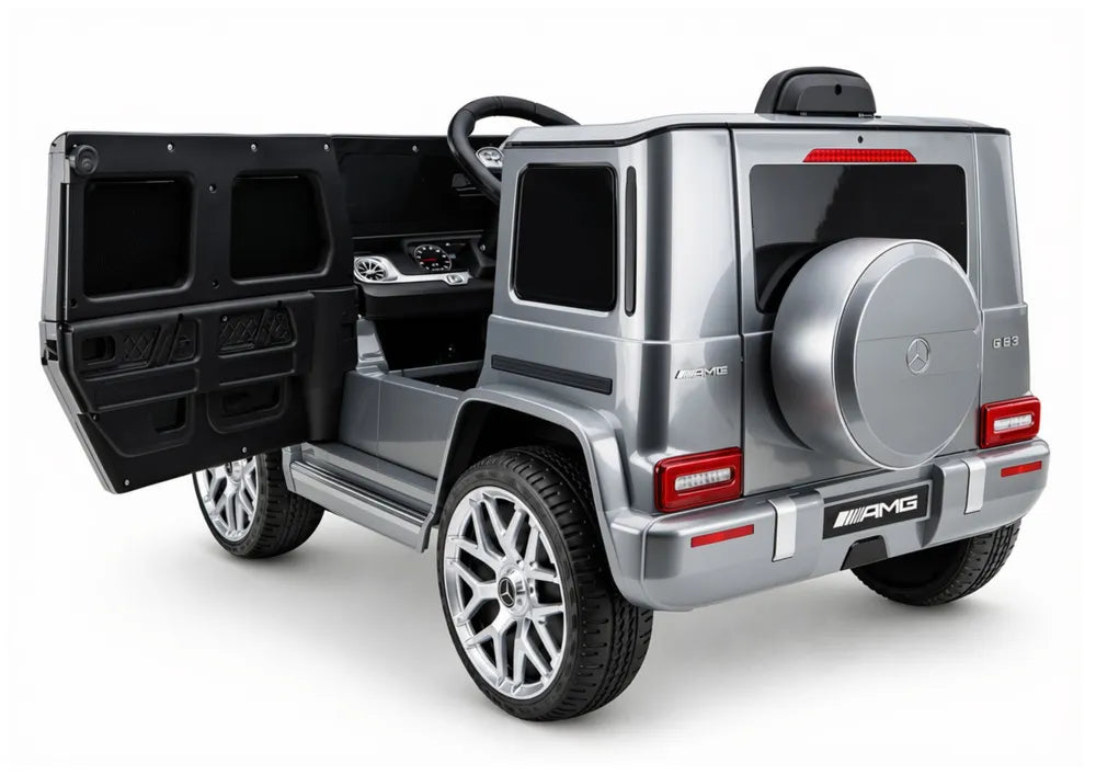 Vaikiškas elektromobilis Mercedes-Benz G63, 12 V, su EVA ratais, sidabrinis