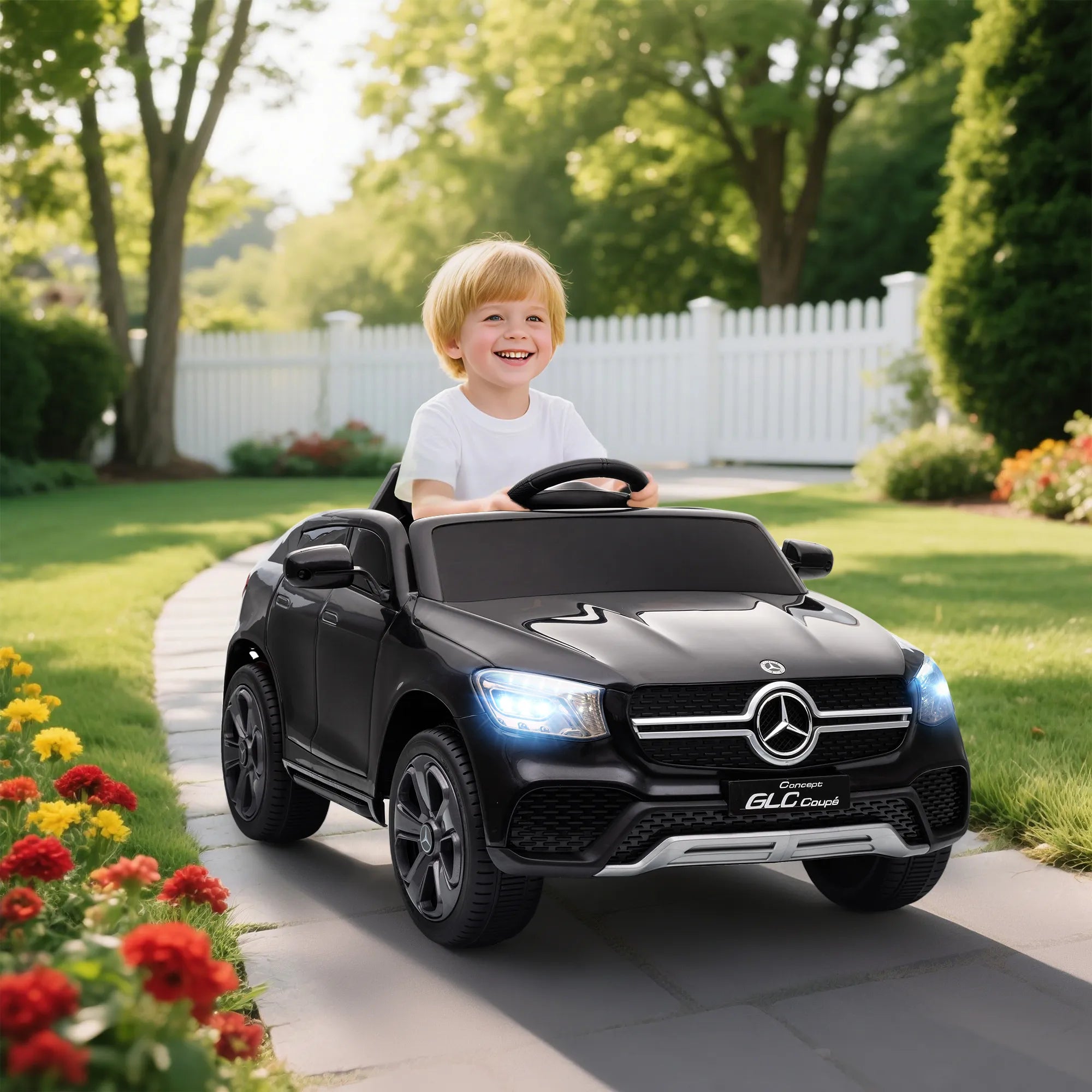 Vaikiškas elektromobilis Mercedes-Benz GLC automobilis su valdymo pultu juodas 3-6m.