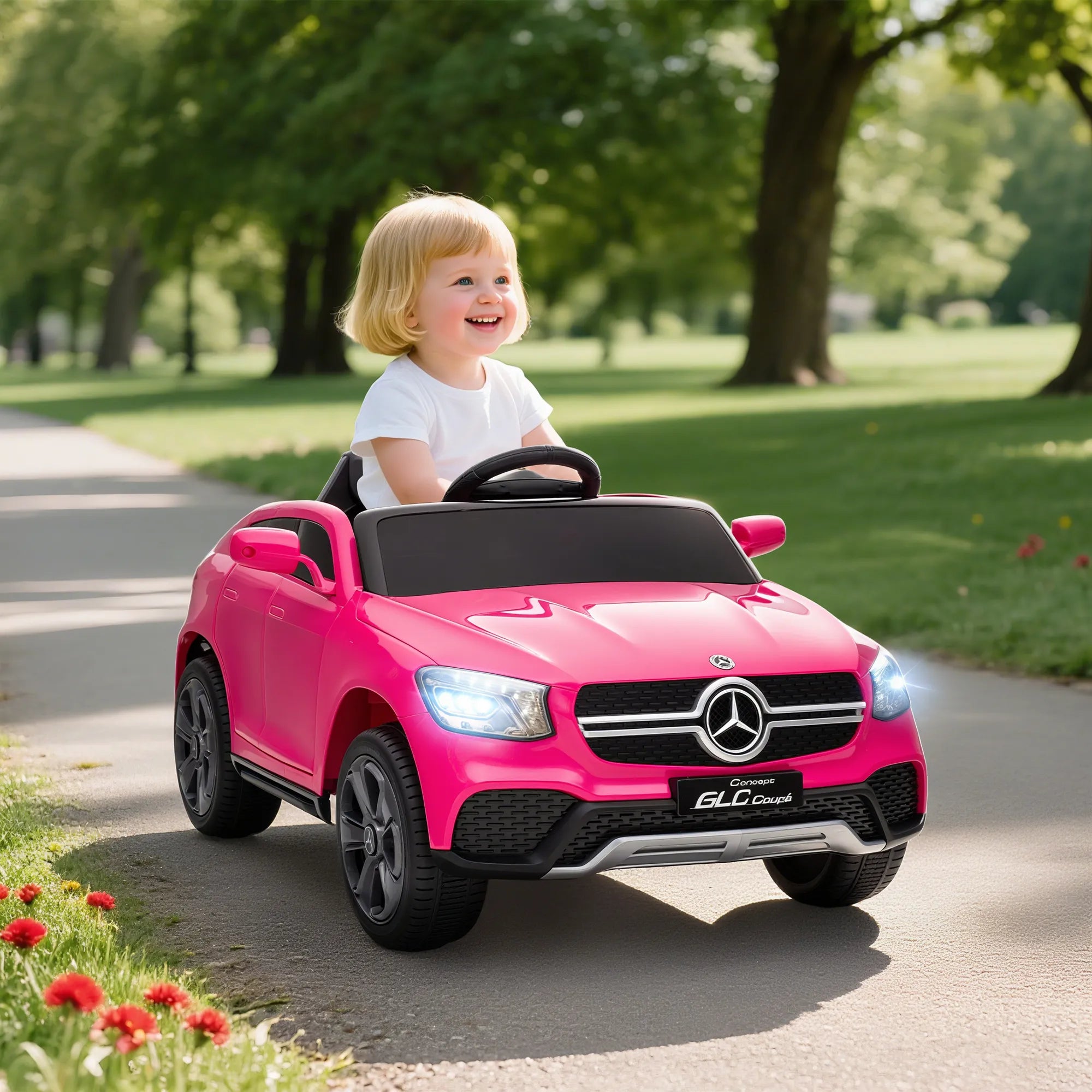 Vaikiškas elektromobilis Mercedes-Benz GLC Coupé, 3–6 metų vaikams, rožinis