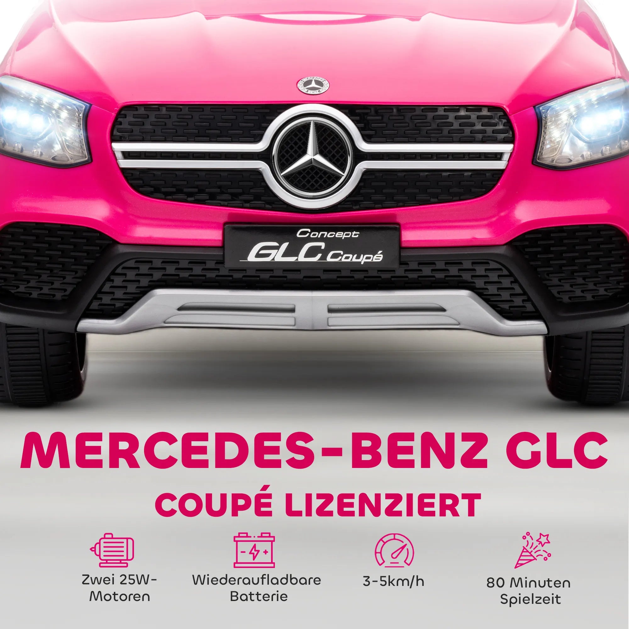 Vaikiškas elektromobilis Mercedes-Benz GLC Coupé, 3–6 metų vaikams, rožinis