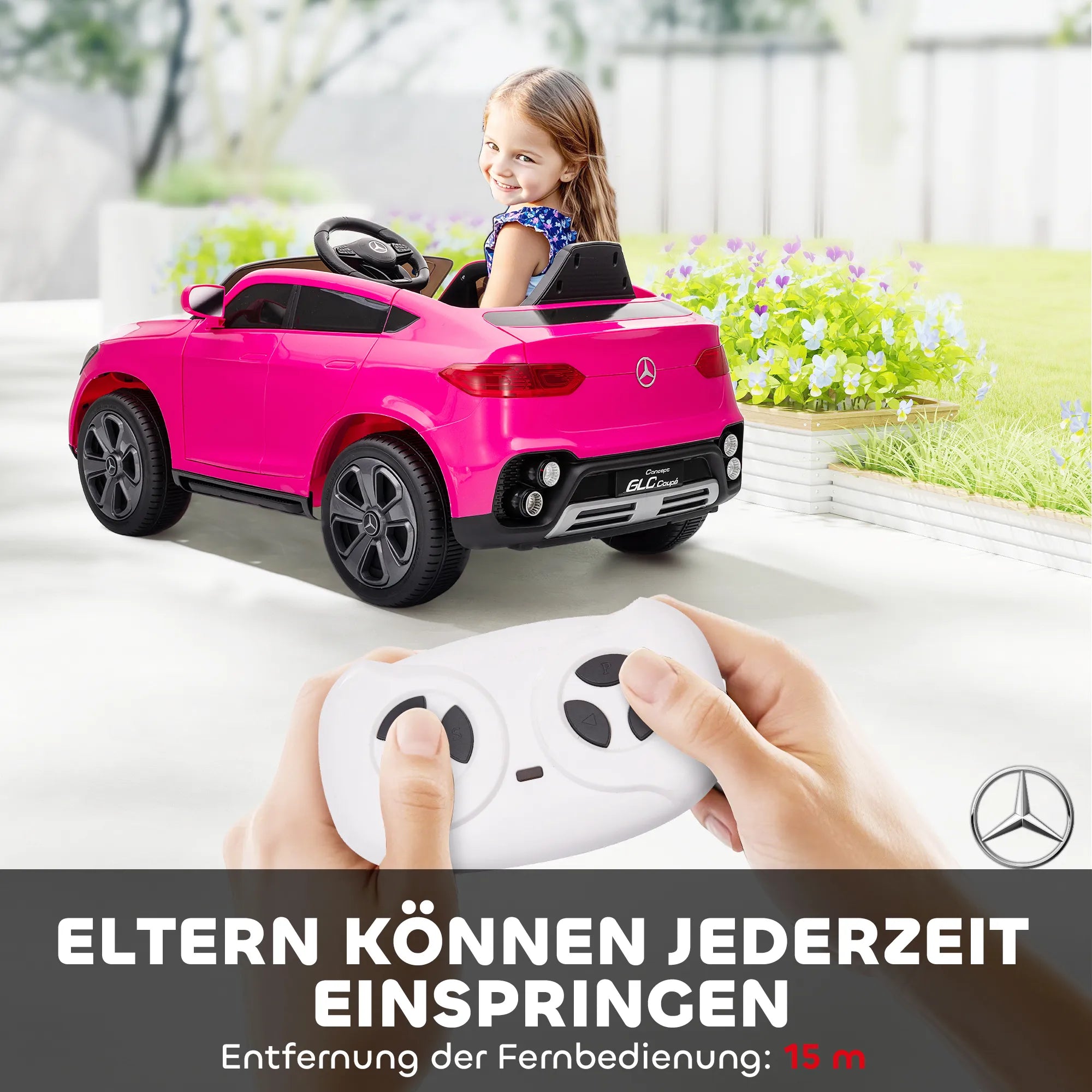 Vaikiškas elektromobilis Mercedes-Benz GLC Coupé, 3–6 metų vaikams, rožinis