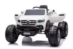 Vaikiškas elektromobilis Mercedes-Benz X-Class, 12V, 4x45W, su odine sėdyne ir EVA ratais, baltas