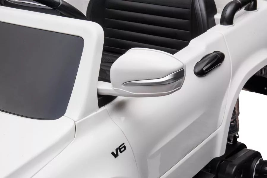 Vaikiškas elektromobilis Mercedes-Benz X-Class, 12V, 4x45W, su odine sėdyne ir EVA ratais, baltas