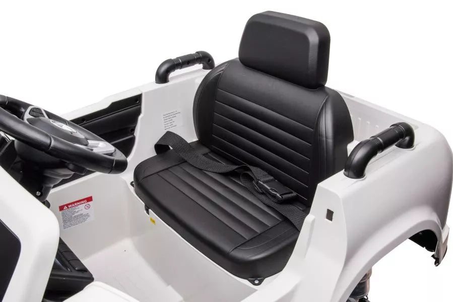 Vaikiškas elektromobilis Mercedes-Benz X-Class, 12V, 4x45W, su odine sėdyne ir EVA ratais, baltas