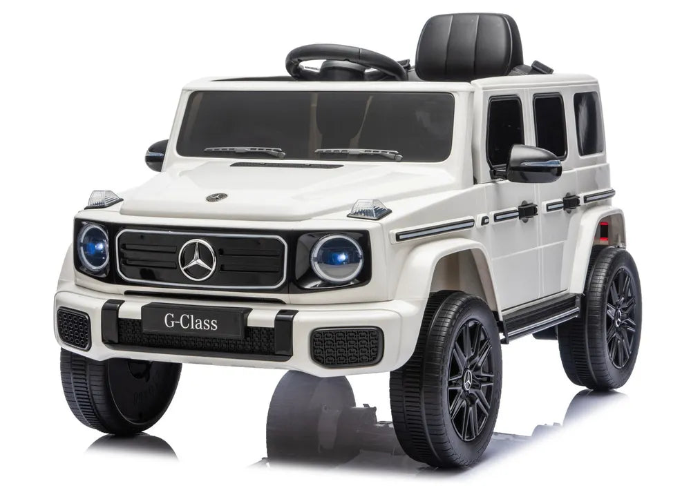 Vaikiškas elektromobilis Mercedes G 2580, 24 V, 4x45W, su odine sėdyne, baltas