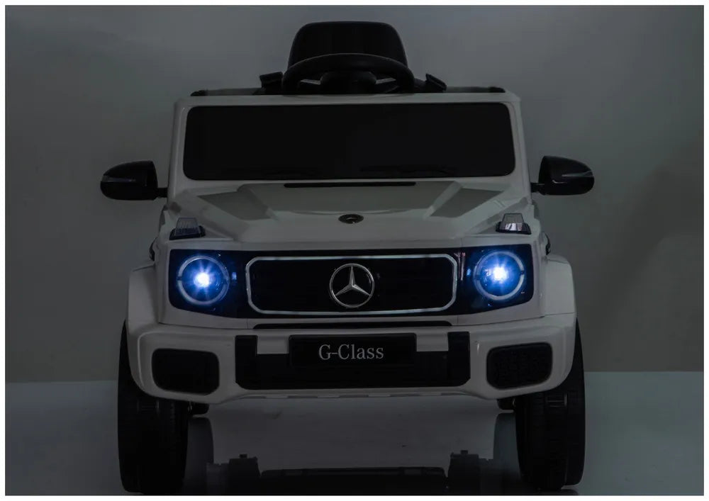 Vaikiškas elektromobilis Mercedes G 2580, 24 V, 4x45W, su odine sėdyne, baltas
